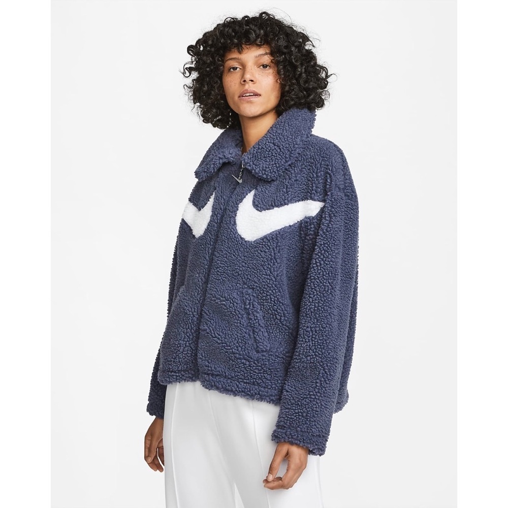Nike NSW Swoosh Sherpa Jacket Thunder Blue/White Women’s DD5620-437